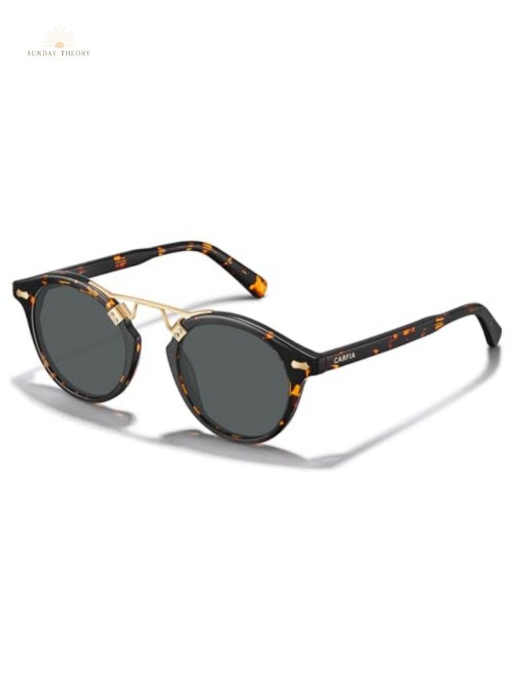 CARFIA Women's Retro Round Acetate Frame Polarized Sunglasses